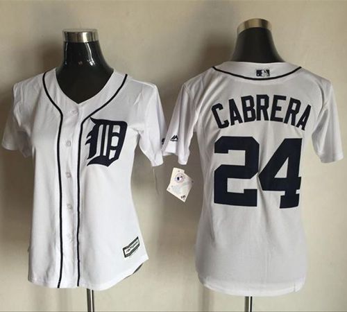 Tigers #24 Miguel Cabrera White Women's Fashion Stitched MLB Jersey